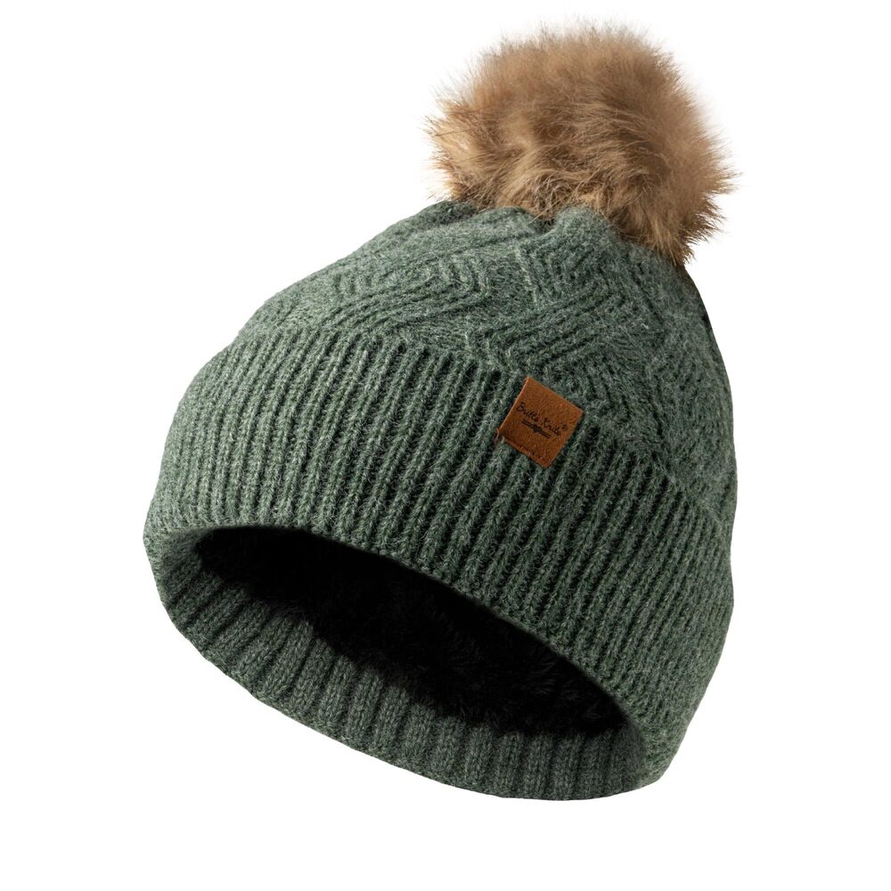9312 Stylish Warm Knit Mainstay Plush-Lined Pom Pom Cold Weather Hat - Sage